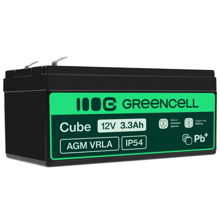 Green Cell AGM19 VRLA 12V 3.3Ah Maintenance-Free Battery