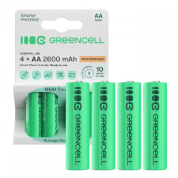 Green Cell Rechargeable Batteries 4x AA R6 2600mAh