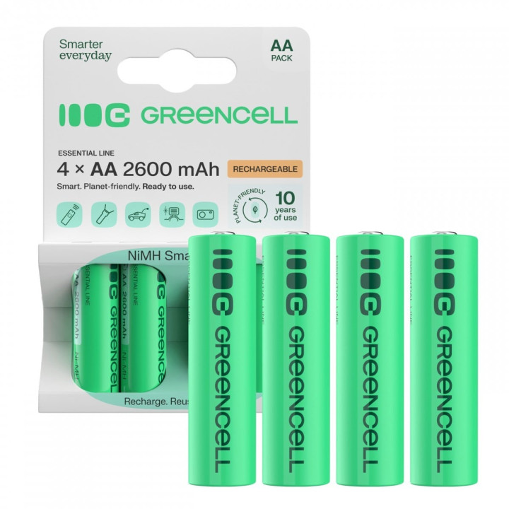 Green Cell Rechargeable Batteries 4x AA R6 2600mAh