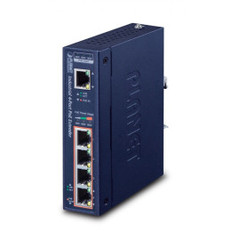 PLANET IPOE-E174 Industrial 1-Port 95W 802.3bt PoE++ to 4-Port 802.3at PoE+ Gigabit PoE Extender (-40 to 75°C)