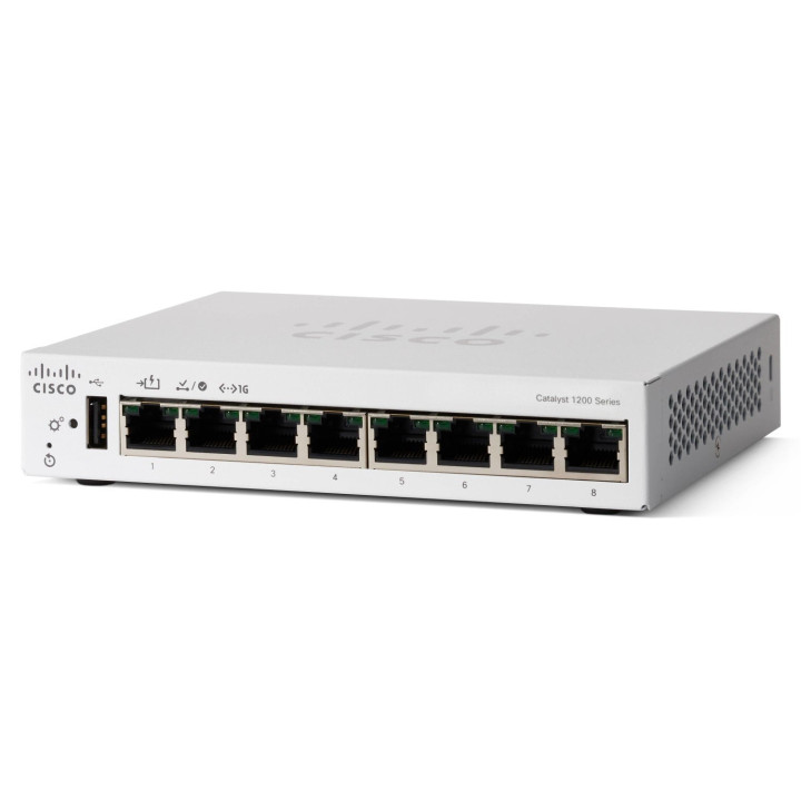 Cisco Catalyst 1200 8-Port Gigabit Ethernet Desktop Switch with PoE Input (C1200-8T-D)