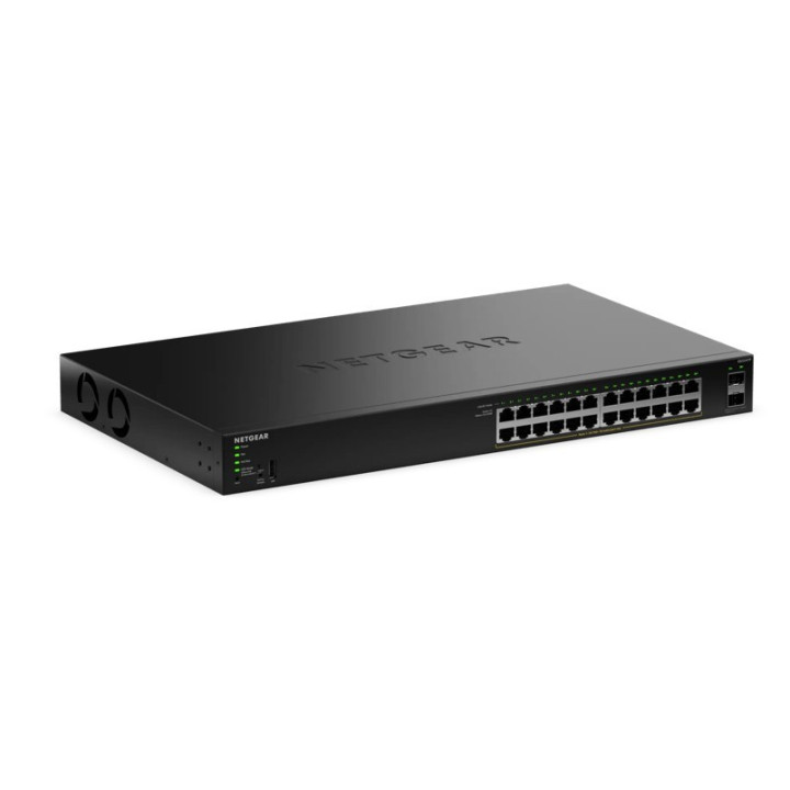 Conmutador PoE+ Gigabit L2/L3 administrado NETGEAR GS324TPv2 con 24 puertos PoE+ y 2 enlaces ascendentes SFP