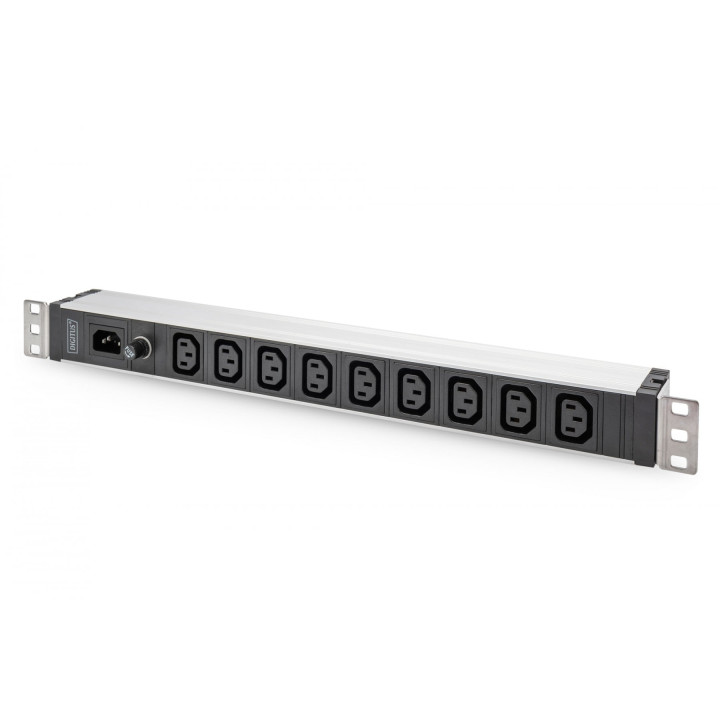 DIGITUS DN-95429 1U Aluminum PDU, 9x C13 10A, 230V, IEC C14 Inlet