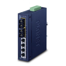 PLANET ISW-621T IP30 Slim Type 4-Port Industrial Ethernet Switch + 2-Port 100Base-FX(SC) (-40 - 75 C)