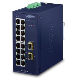 PLANET IGS-1820TF Managed Gigabit Ethernet Switch, 16-Port 10/100/1000T + 2 SFP, IP30, -40~75°C