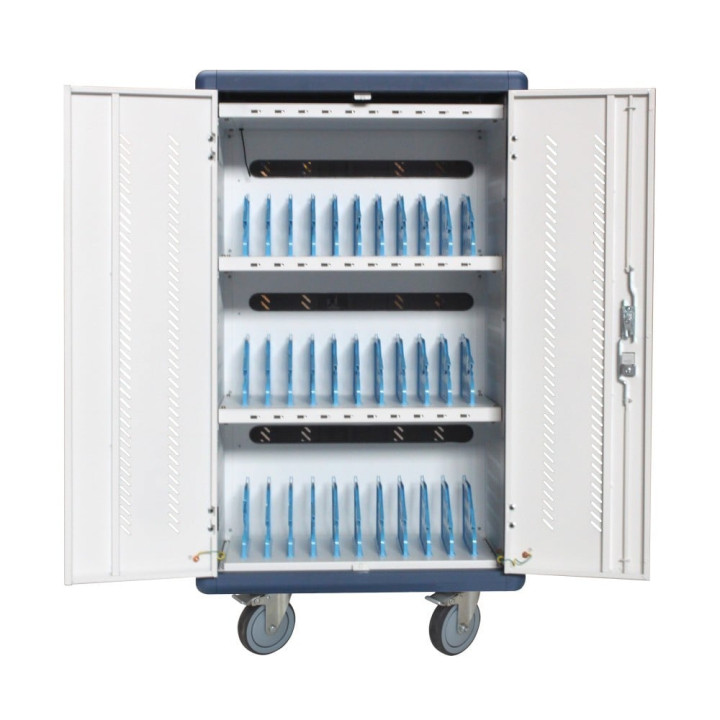 Techly I-CABINET-30DUTY Armoire de chargement pour 30 tablettes avec 30 ports USB et 30 prises secteur