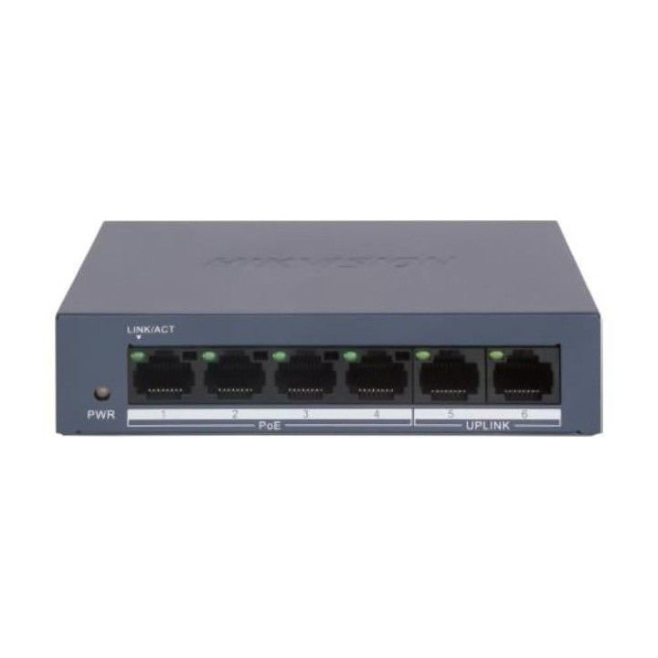 Hikvision DS-XS0106-P Conmutador PoE no administrado 4+2