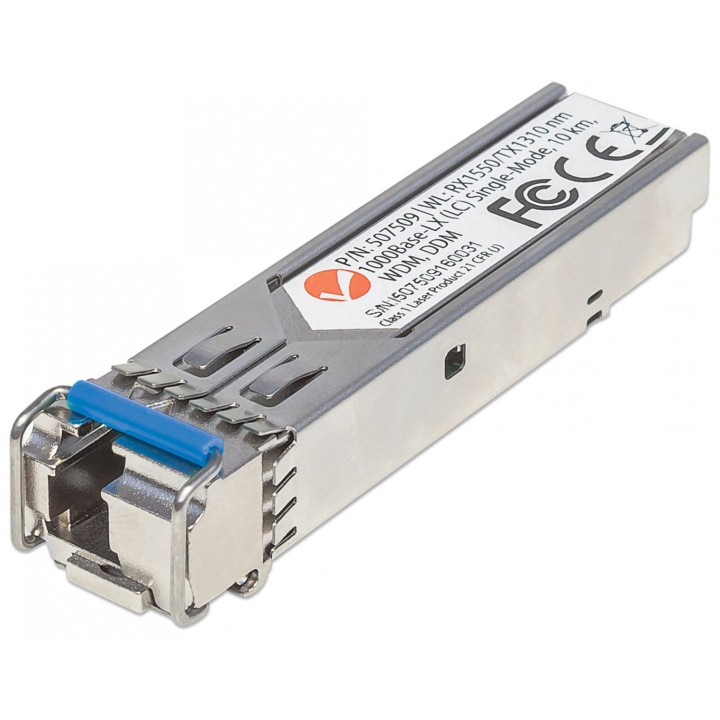 Intellinet Gigabit Fiber WDM Bi-Directional SFP Transceiver Module, 1000Base-LX (LC) Single-Mode, 10 km