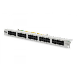 DIGITUS DN-91350-1 Cat3 ISDN Patch Panel, Unshielded, 50-Port RJ45, 8P4C, LSA, 1U, Rack Mount, Grey