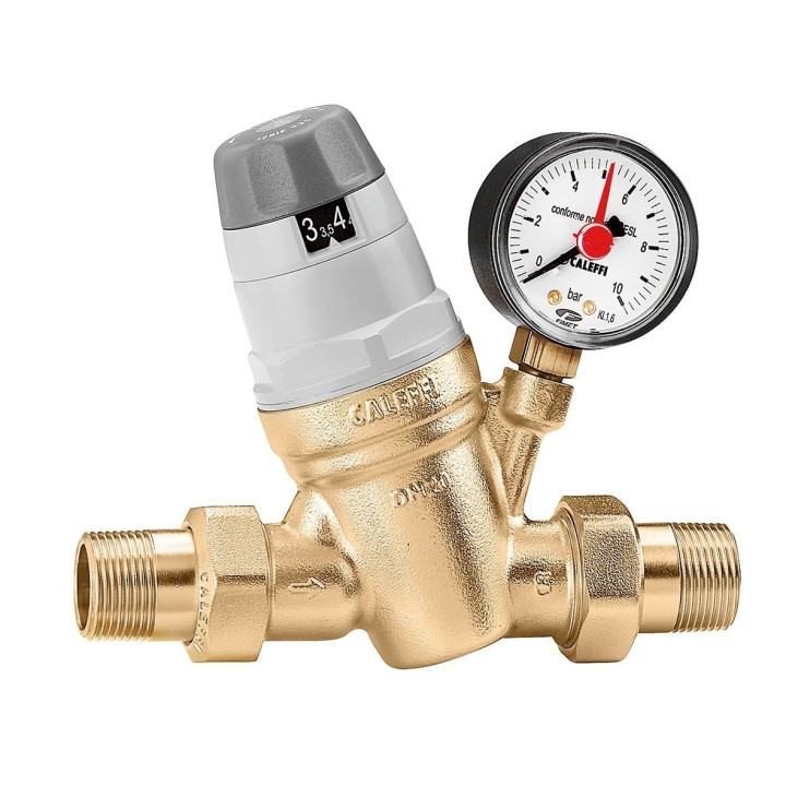 Caleffi 535051 Pressure Regulator with Replaceable Cartridge, Manometer, and Setting Indicator 3/4"