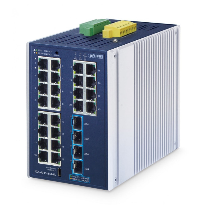 PLANET IGS-4215-24T4X Industrial L2+ 24-Port Gigabit Managed Switch