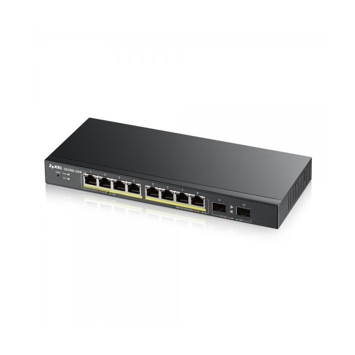 ZyXEL GS1900-8HP-EU0103F Switch inteligente Gigabit L2 PoE+ de 8 puertos, 70 W, escritorio, sin ventilador
