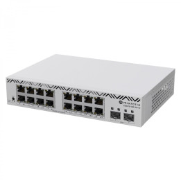 MikroTik Cloud Smart Switch CSS318-16G-2S+IN with 16 Gigabit Ethernet ports, 2 SFP+ cages, SwOS, desktop case