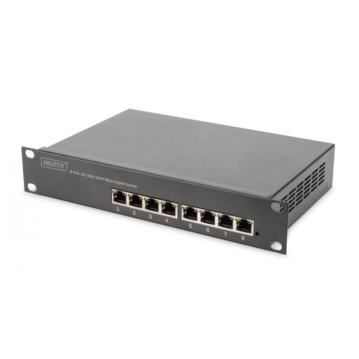DIGITUS DN-95331 L2 Managed Gigabit Ethernet PoE Switch, 8-Port, 10 inch, 80W PoE Budget