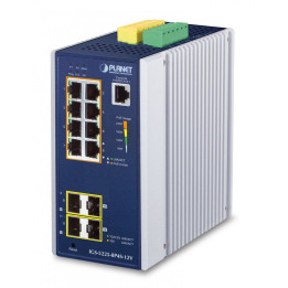 PLANET IGS-5225-8P4S-12V Switch PoE+ administrable industriel L2+/L4 avec booster 12 V, 8x Gigabit PoE+ 4x SFP, -40 à 75°C