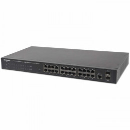 Intellinet 24-Port Web-Managed Switch with PoE+ and 2 Mini Gbic Ports