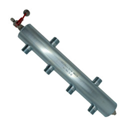 AFRISO 9086000 Hydronic-Fußbodenheizungsverteiler mit Kupplung, 2 Kreisläufen, manueller Entlüftung und Ventil SP 6x G1"