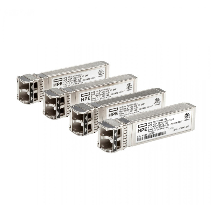 4-pakowy transceiver krótkofalowy Fibre Channel HPE MSA 16 Gb SFP+