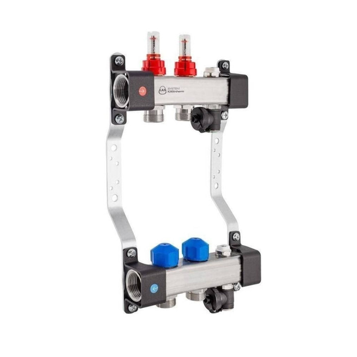 Kan-Therm 1316157077 InoxFlow Manifold with Flow Meters and Valves for Actuators Series UFST 2 Circuits