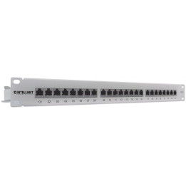 Intellinet 720014 Cat6 FTP 24-Port 1U Shielded Patch Panel, Grey
