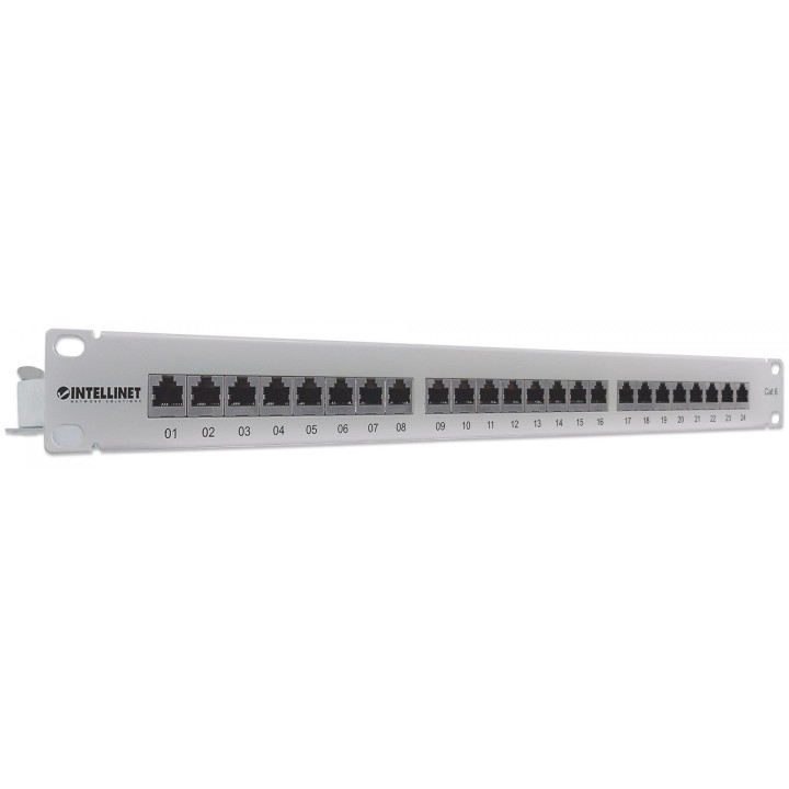 Intellinet 720014 Cat6 FTP 24-Port 1U Shielded Patch Panel, Grey