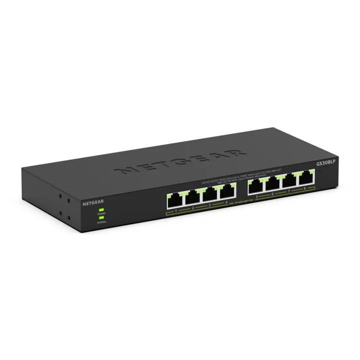Conmutador PoE Gigabit no administrado NETGEAR GS308LP (8 puertos, presupuesto de 64 W)