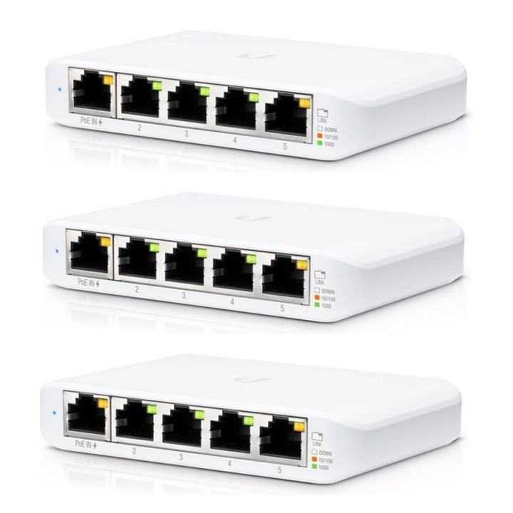 Ubiquiti UniFi Switch Flex Mini (paquet de 3) Gigabit Ethernet géré (10/100/1000) Alimentation via Ethernet (PoE) Blanc (USW-FLE