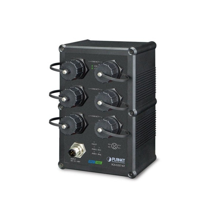 PLANET IGS-5227-6T Switch Ethernet industriel géré IP67 L2+, 6 ports Gigabit, -40~75°C
