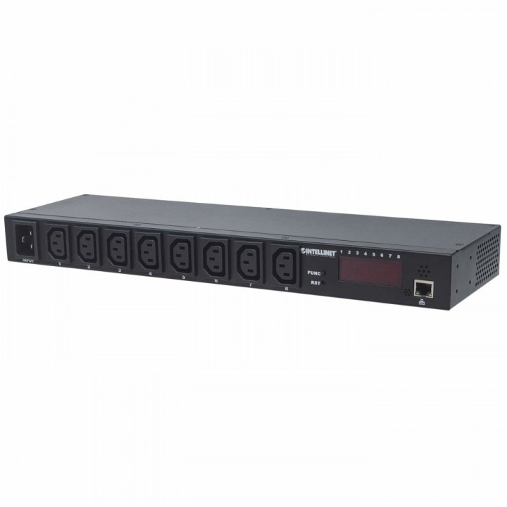 Intellinet 163682 19" Intelligent 8-Port PDU with Temperature & Humidity Sensor