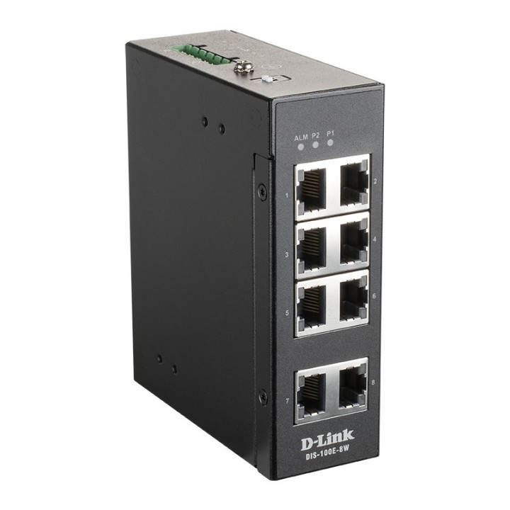 D-Link DIS-100E-8W Unmanaged 8-Port PoE Switch, 10/100Mbps, 12-58V DC