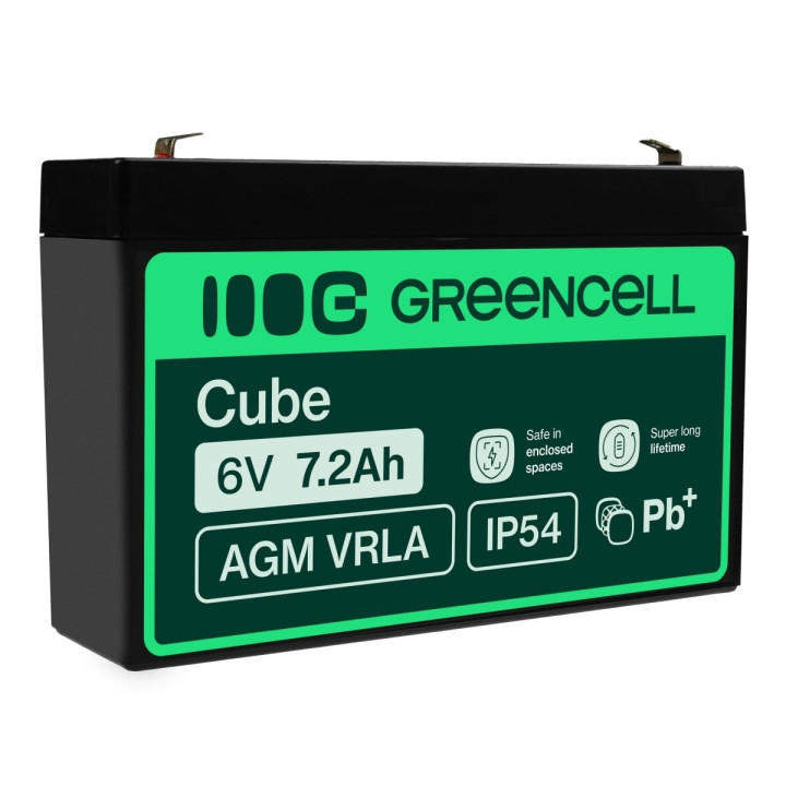 Green Cell AGM39 6V 7.2Ah VRLA Battery for Alarm Systems, Cash Registers, Toys