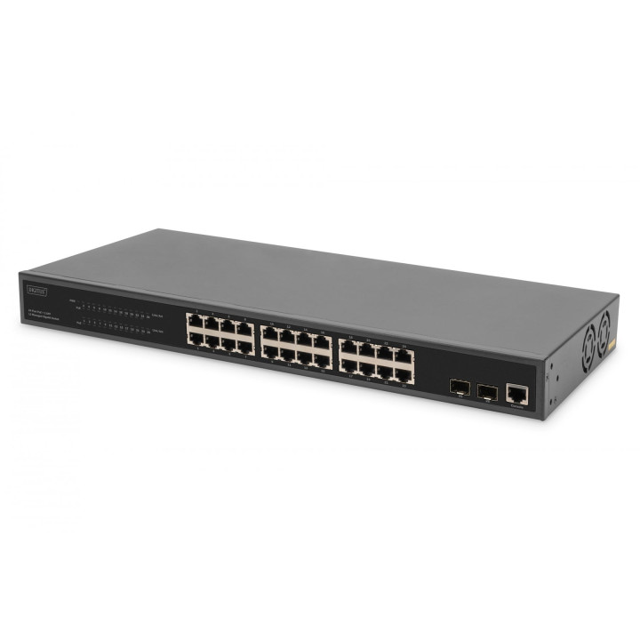 DIGITUS DN-95359 24-Port L2 Managed Gigabit Ethernet Switch with PoE+ Injector, 2 SFP Uplink