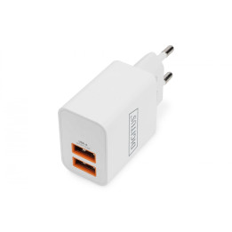 DIGITUS DA-10061 USB Charger 2x USB-A 15W, 2.4A per port, White