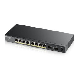 Conmutador PoE no administrado ZyXEL GS1100-10HP-EU0102F, 8x Gigabit PoE, 2x SFP, 120W