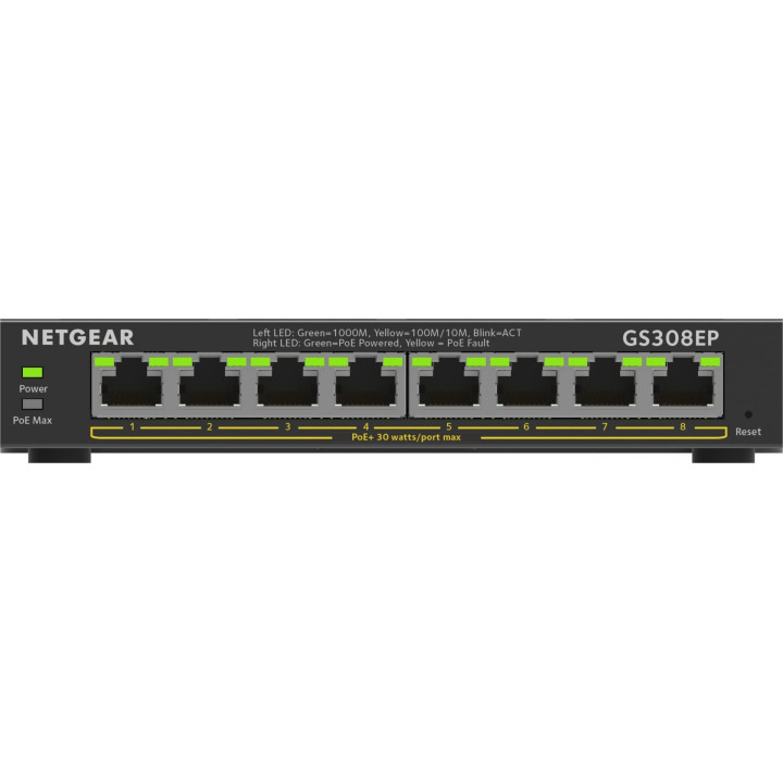 NETGEAR GS308EP-100PES Conmutador PoE+ Gigabit Plus de 8 puertos