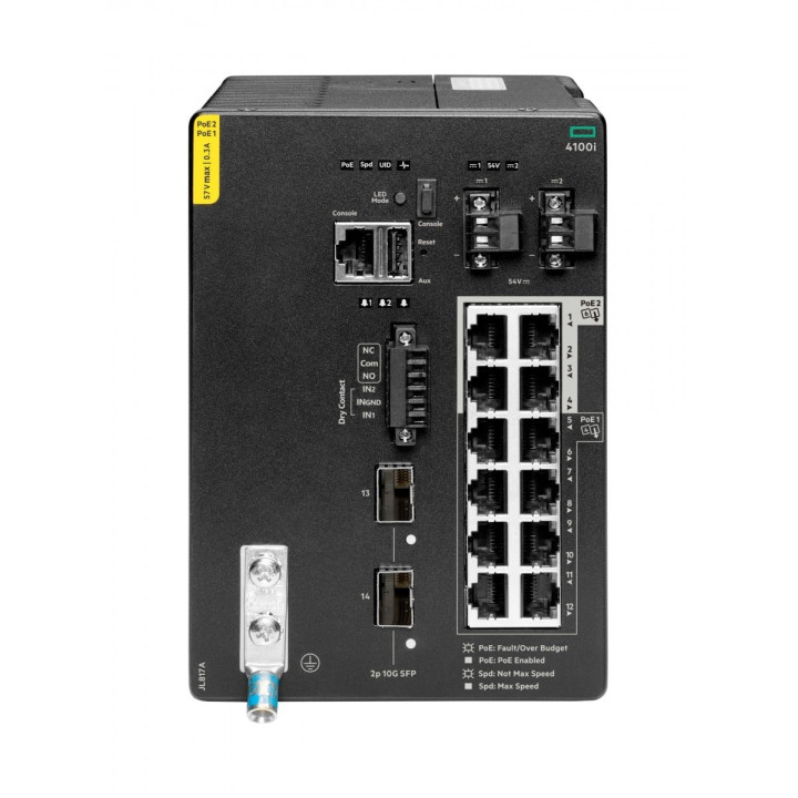 Conmutador HPE Aruba 4100i 12G 8 puertos Clase 4 PoE y 4 puertos Clase 6 PoE 2 SFP+ Capa 2 administrado