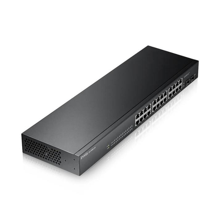 ZyXEL GS1900-24 v2 24-Port Gigabit L2 Smart Managed Switch, Rackmount, Fanless