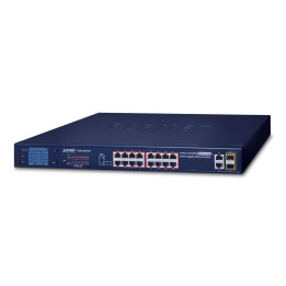 PLANET FGSW-1822VHP 16-Port PoE+ Switch with 2 Gigabit RJ45 & 2 SFP Uplinks, 300W Budget, Smart LCD