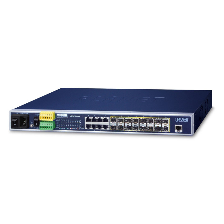 PLANET MGSW-24160F 16-Port 100/1000Base-X SFP + 8-Port 10/100/1000Base-T L2/L4 Managed Metro Ethernet Switch (AC+2 DC, DIDO)