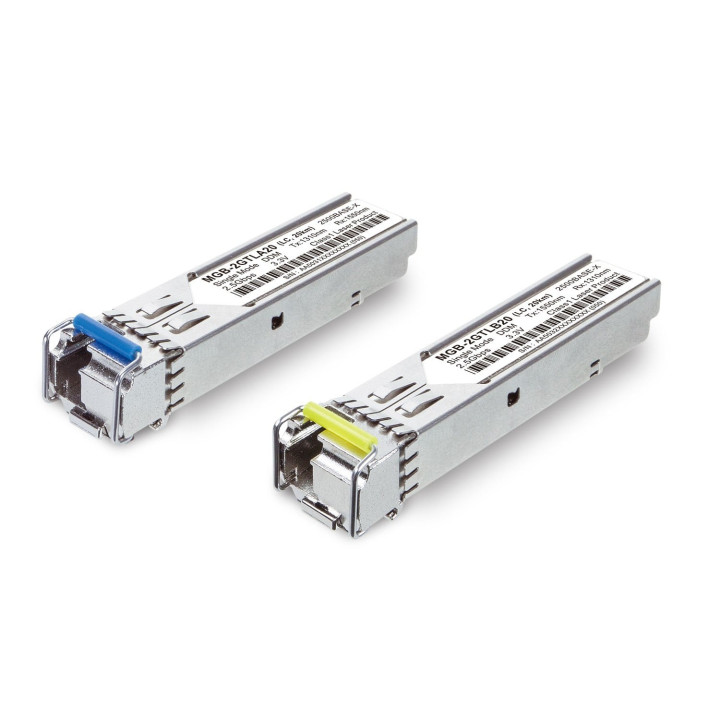 Émetteur-récepteur SFP PLANET MGB-2GTLA20 2,5G (WDM, TX:1310nm RX:1550nm, DDM, -40~85°C) - 20km