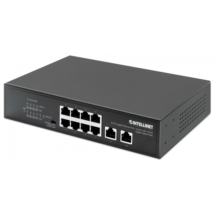 Intellinet 561402 8-Port Gigabit PoE+ Switch with 2 Uplink Ports, 120W