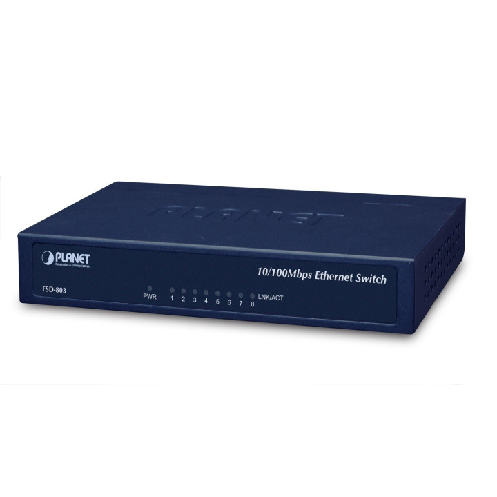 PLANET FSD-803 8-Port 10/100Mbps Fast Ethernet Switch, Metal