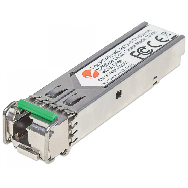 Intellinet Gigabit Fiber WDM Bi-Directional SFP Optical Transceiver Module, 1000Base-Lx (LC) Single-Mode, 10 km