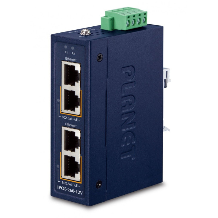 PLANET IPOE-260-12V Gigabit Ethernet PoE Switch, montage mural, 2 ports