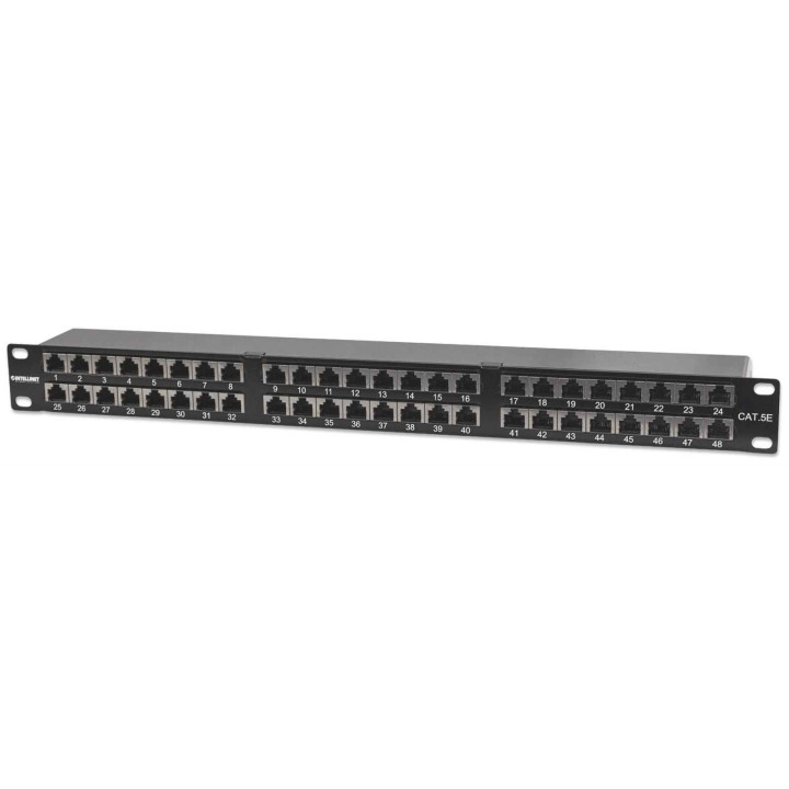 Intellinet 513517 Cat5e FTP 48-Port 1U Shielded Patch Panel, Black
