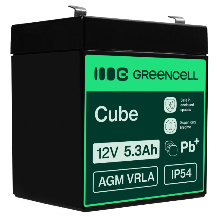 Green Cell AGM45 VRLA 12V 5.3Ah Maintenance-Free Battery