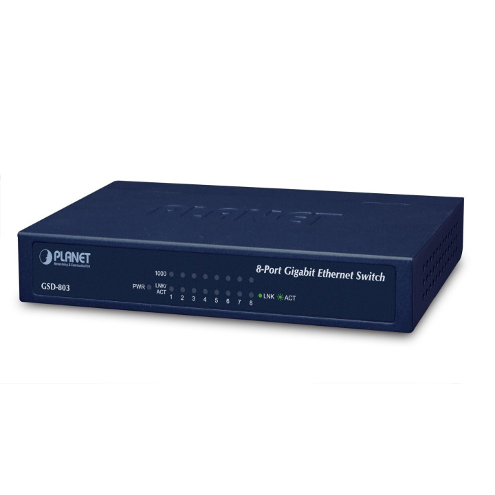PLANET GSD-803 8-Port Gigabit Ethernet Switch (External Power) - Metal Case