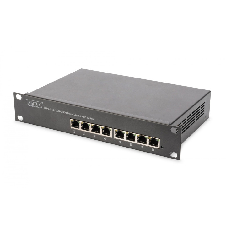 DIGITUS DN-95317 Gigabit Ethernet PoE Switch 8-Port, 10 inch, 80W PoE Budget