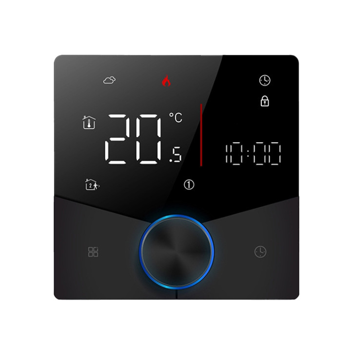 Tuya TR088C Thermostat intelligent avec bouton, noir, 16A, WiFi