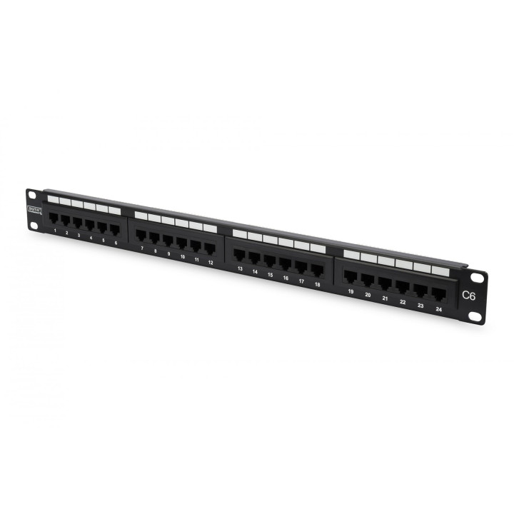 DIGITUS DN-91624U Cat6 UTP Patch Panel, 24-Port, 1U, 19", Black